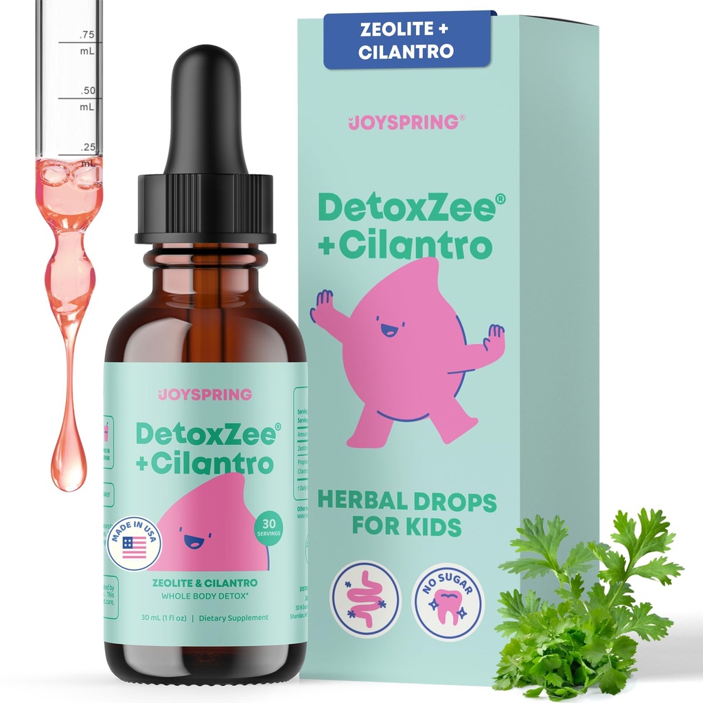 JoySpring DetoxZeee Cilantro Drops for Kids - Natural Detox Support with Zeolit & Cilantro Extract - Gentle Whole-Body Cleanse for Children & Toddler - Kid-Friendly Liquid Detox, 30 Hizmet