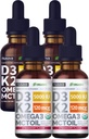 (4 Pack) Vitamin D3 K2 Drops Unflavored & Strawberry Flavor Sche - MCT Oil Omega 3 - No Fillers, Non-GMO Liquid D3 for Immune Support, 2 Fl Oz Every