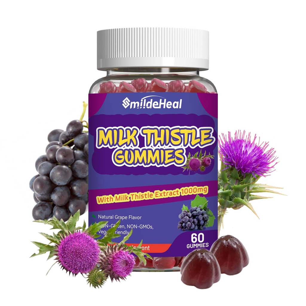 Süt Butle Gummies, Süt Butle Ekstra 1000 mg, Liver Detox, Antioksi Desteği, Non-GMOs, Non-Gluten, Vegan, Milk Thistle Supplement, 60 Count