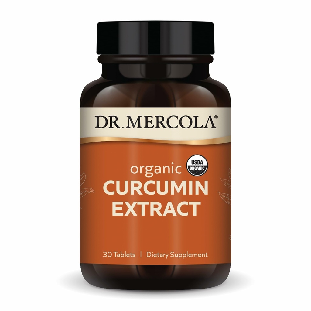 Dr. Mercola Organik Curcumin Extract, 30 Hizmet (30 Tablet), Diyet Supplement, Non-GMO, sertifikalı USDA Organik