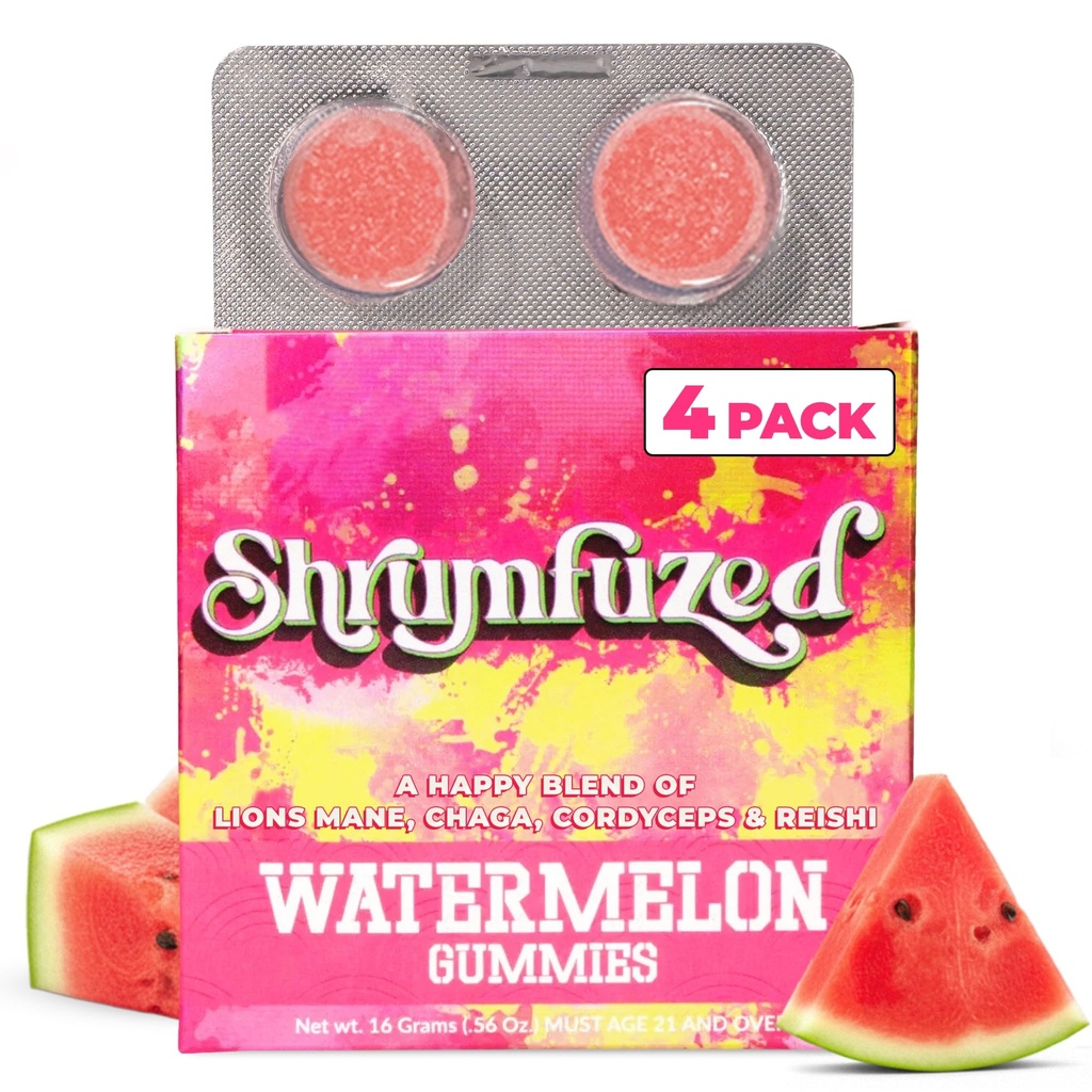 Perrietary Nootropic Gummy 3200 mg - Lion's Mane, Reishi, Chaga ve Cordycep Nootropic Tripe Mushroom 4, Watermelon)