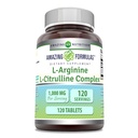 Amazing Formulas L-Arginine/L-Citrulline Kompleksi 1000 mg 120 Tabletler Tamam / ABD Ücretsiz | Made in USAMO | Gluten Free | Made in USA