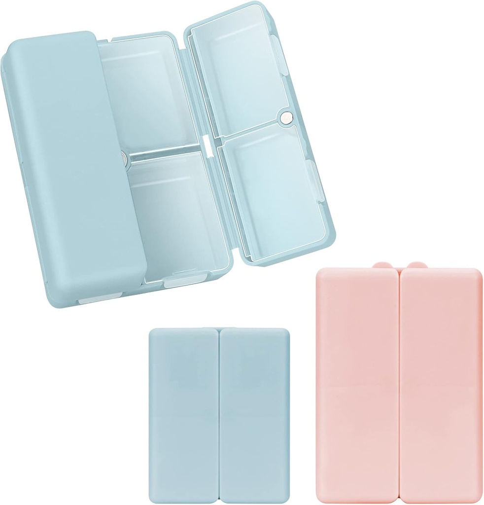 FYY 2 Apples Daily Pill Organizer, 7 Karşılaştırmalı Pill Case Travel Pill Organizer, [Folding Design] Pill Box for Purse Pocket to Hold Vitamins,Cod Liver Oil,Supplements and Drug-Navy+ Pink Pink
