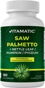Vitamatic Saw Palmetto Erkekler ve Kadınlar 180 Veg Capsules için alıntı - Candy Tohum, Pygeum, Nettle Leaf - ABD'de Made in the USA - Discovers Health Prostate Function