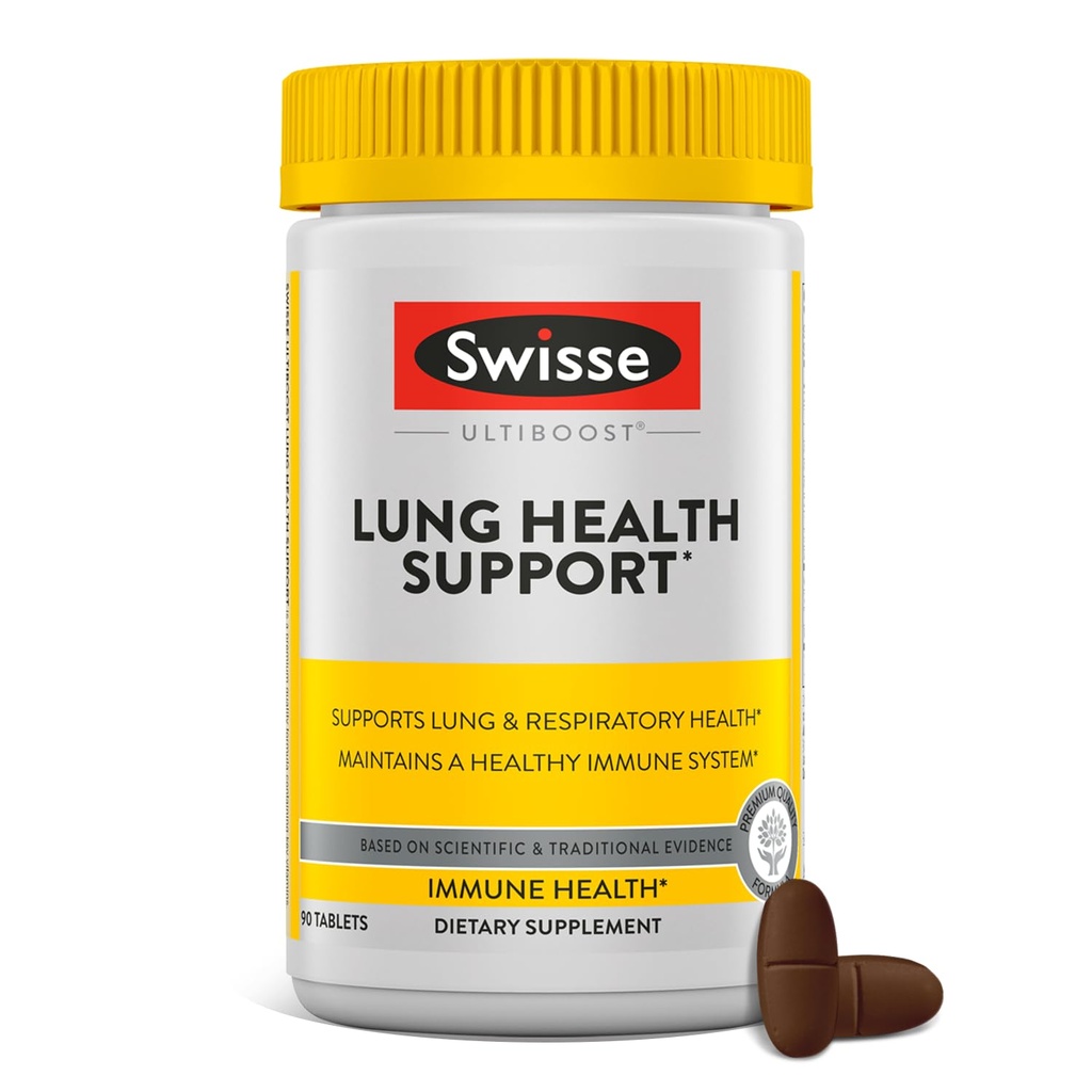 Swisse Lung Detox ve Cleanse | Lungs Support Supplement & Respiratory Health with Mullein Leaf Extract, Reishi, Astragalus | Sağlıklı Immune System with çinko & Vitamin C | 90 Tabletler
