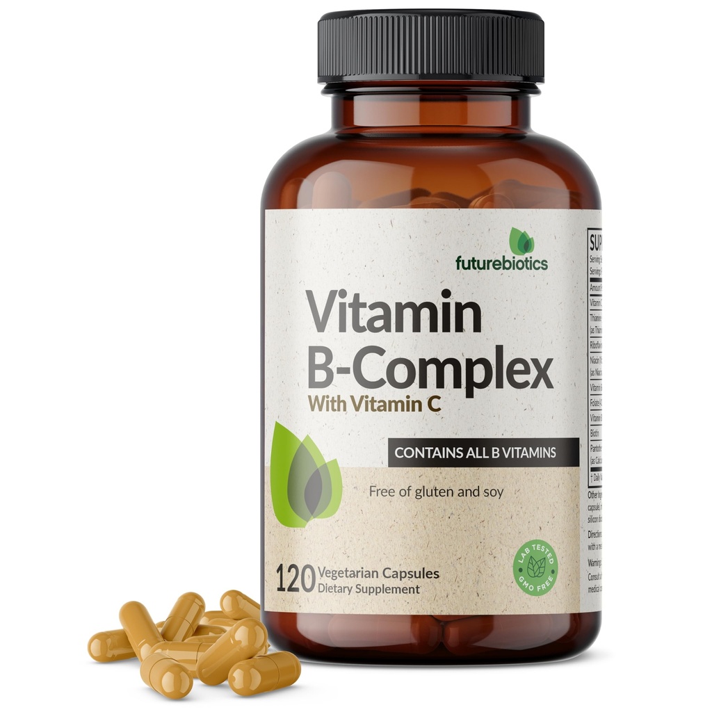 Futurebiyotiks Vitamin B Kompleksi C Supports Energy Production, Nervous System & Immune Support - Non-GMO, 120 Vegetarian Capsules