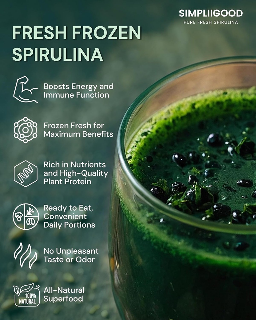 Spirulina Cubes - Yüksek protein, Vitamin-Rich Superfood with Natural Flavor - Vegan, Gluten-Free Nutrient Powerhouse Spirulina Pods for Smoothies (1.680, Kilograms)