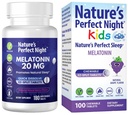 Nature's Perfect Night Sche | Melatonin 20mg | Çocuklar Melatonin 1mg | 180 Kont | 100 Count | Sugar Free | Gluten Free | Non-GMO | Vegan