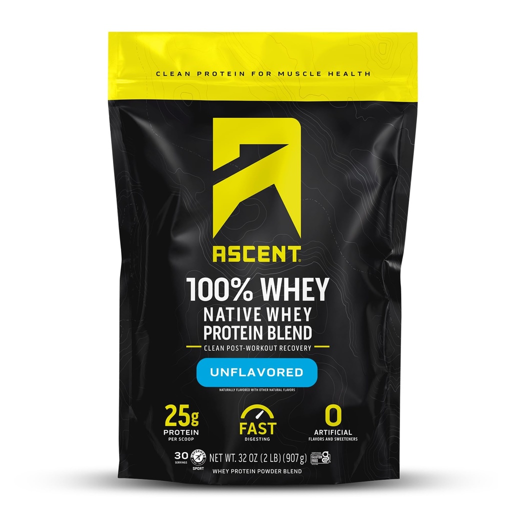 Yüzde 100 Whey Protein Tozu - Post Workout Whey proteini, Zero Yapay Flavors & Sweeteners, Gluten Free, 5.5g BCAA, 2.6g Leucine, Unflavored 2 lb