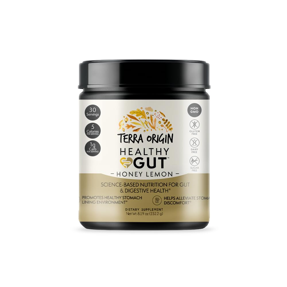 TERRA ORIGIN Sağlıklı Gut Toz (Honey Lemon) | L-Glutamine, çinko, Glucosamine, Terpery Elm Bark ve Daha Fazlası!