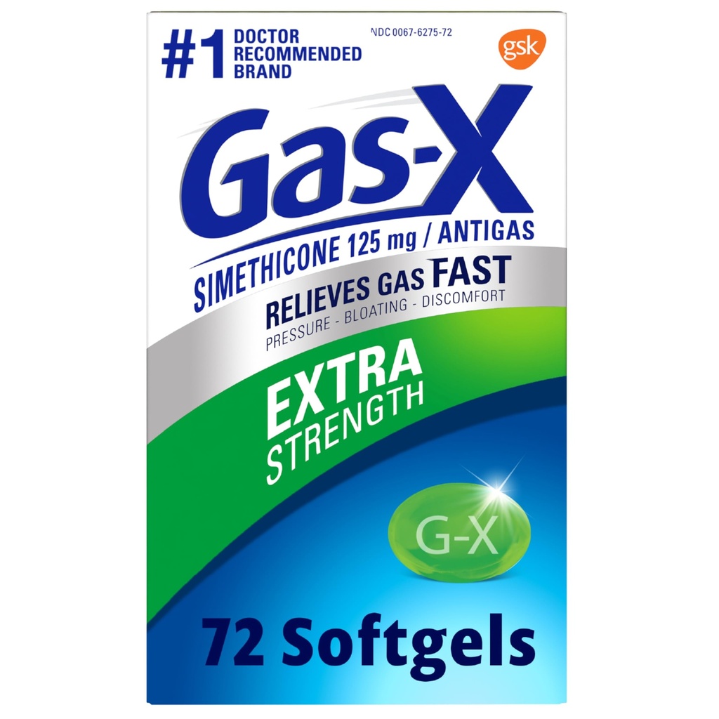 Gaz-X Ekstra Kuvvetli Gaz Yardımı, Simethicone 125 mg ile Bloating Relief - 72 Kont