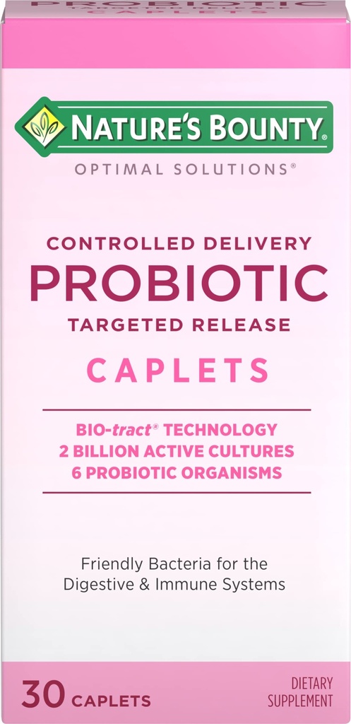 Nature's Bounty Probiyotik, Controlled Delivery Diyetary Supplement, Supports Digestive, Intestinal and Immune Health, 30 Caplets, 30 Toplam Hizmetler