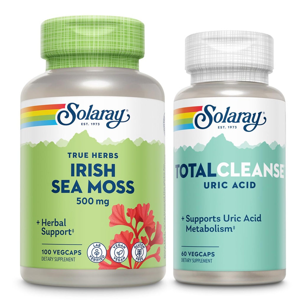 SOLARAY İrlandalı Deniz Moss ve Total Cleanse Uric Asit - Wellness ve Ortak Sağlık Grafikleri / Doğal Olarak Occurring Vitaminleri, Mineraller, Canlı Bakteriler, Plus Tart Cherry, Turmeric ve Celery Tohum, 100 / 100 /