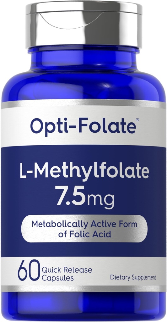 Carlyle L Torchfolate 7.5 mg | 60 Capsules | Optimizeed ve Aktif | Non-GMO, Gluten Free | Metrik, 5-MT | Opti-Folate
