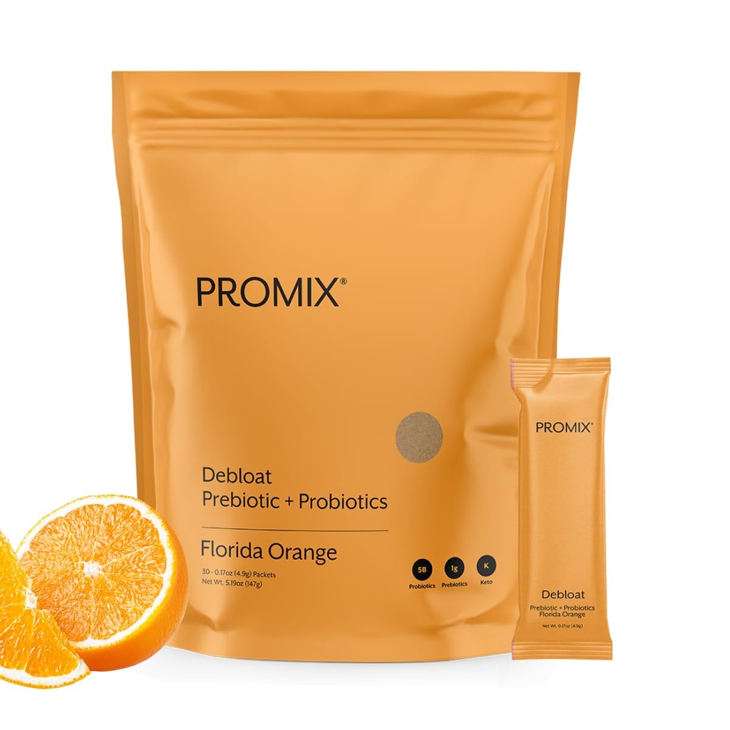 ProMix Beslenme Debloat Prebiyotikler ve Probiyotikler, Baobab - Vitamin C, Bloating Relief, Immune Support - Orange - 30 Hizmetler (Geçmiş 30)