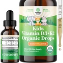 Natures Craft Kids Vitamin D3 K2 Drops - Güçlü Kemikler ve Ortaklar için Çocuklar için Organik Vitamin D - Bebekler, Bebekler ve Toddler Immune Support Drops Liquid Supplement - 60 ml Şişeler - Kristalleri Azal