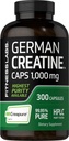 Fitness Laboratuvarları Alman Kretan Monohidrat | 1000 mg | 300 Capsules | Kadınlar ve Erkekler için Tamam | Gluten Free