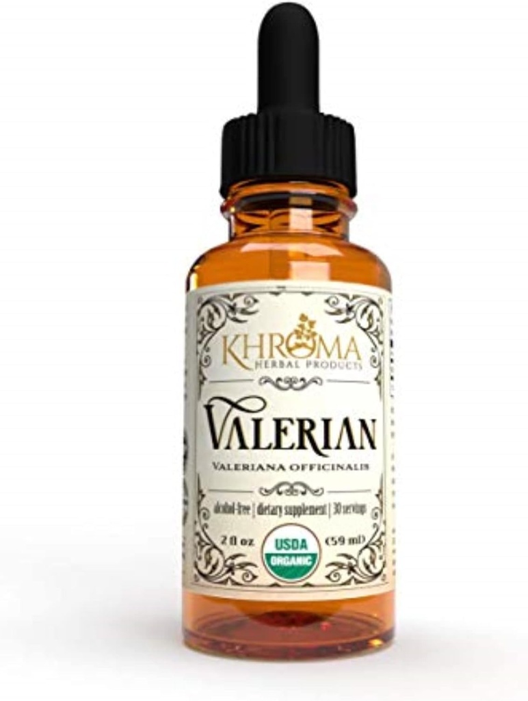 Khroma Herbal Ürünleri Organik Valerian Root - 2 oz Sıvı bir Cam Şişe - 30 Maksimum Güçlü Servisler