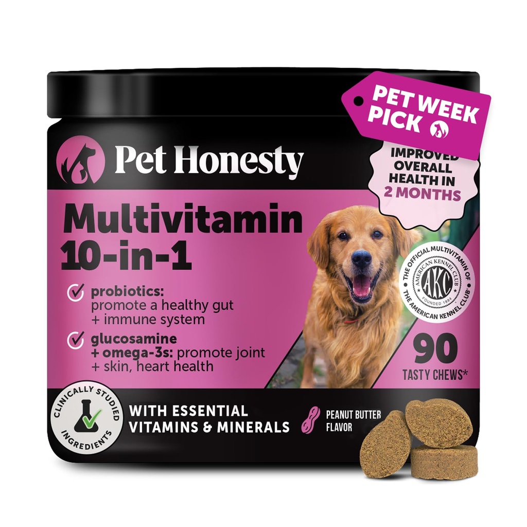 Multivitamin Köpek Tamamı, Köpekler için Glucosamine chondroitin, Probiyotikler, Omega Fish Oil, Dog Supplements & Vitamins, Skin ve Coats için Vitaminler, (Peanut Butter 90 ct)
