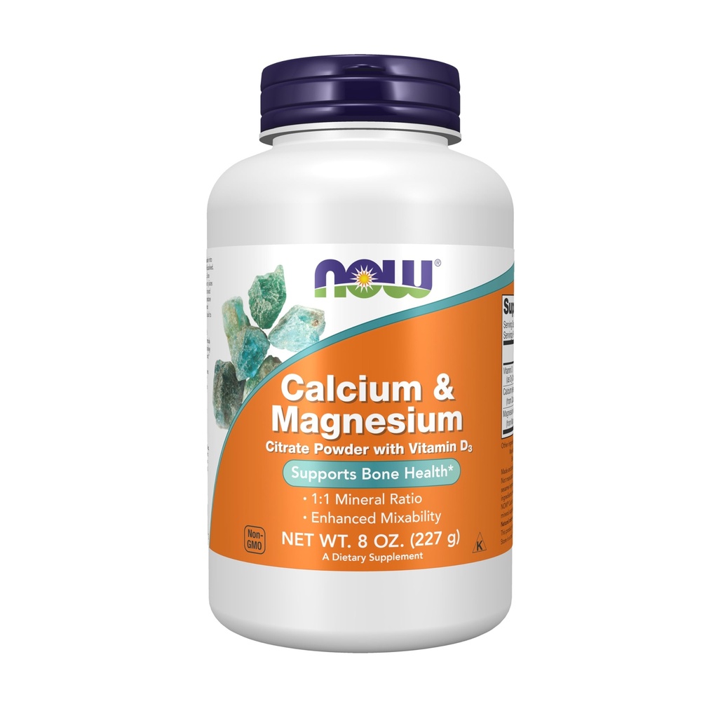 NOW Foods Supplements, Calcium & Magnesium Citrate Powder with Vitamin D3, Supports Bone Health*, 8-Ounce