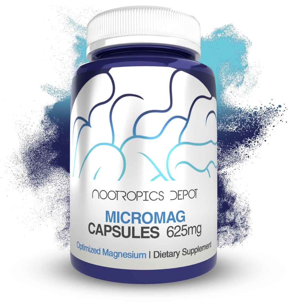 Nootropics Depot MicroMag Magnezyum Capsule Capsules | 625 mg | 90 Kont | Konins 200 mg of Elemental Magnezyum