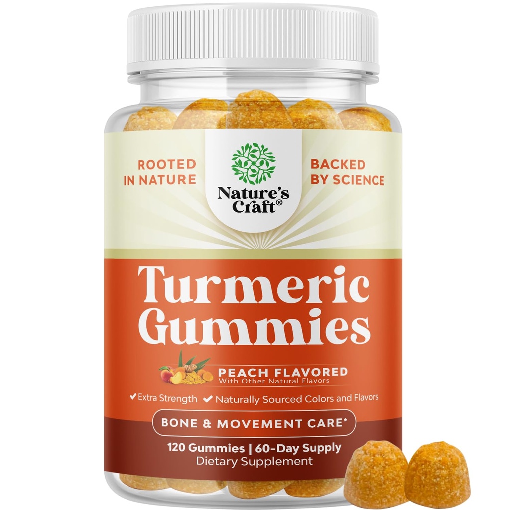 Yetişkinler için Turmeric Gummies Flavor - Ekstra Güçlü Ortak Destek Black Pepper Extract ve Ginger ile Turmeric Curcumin - ve Ginger Peach Vitaminleri Yetişkinler için