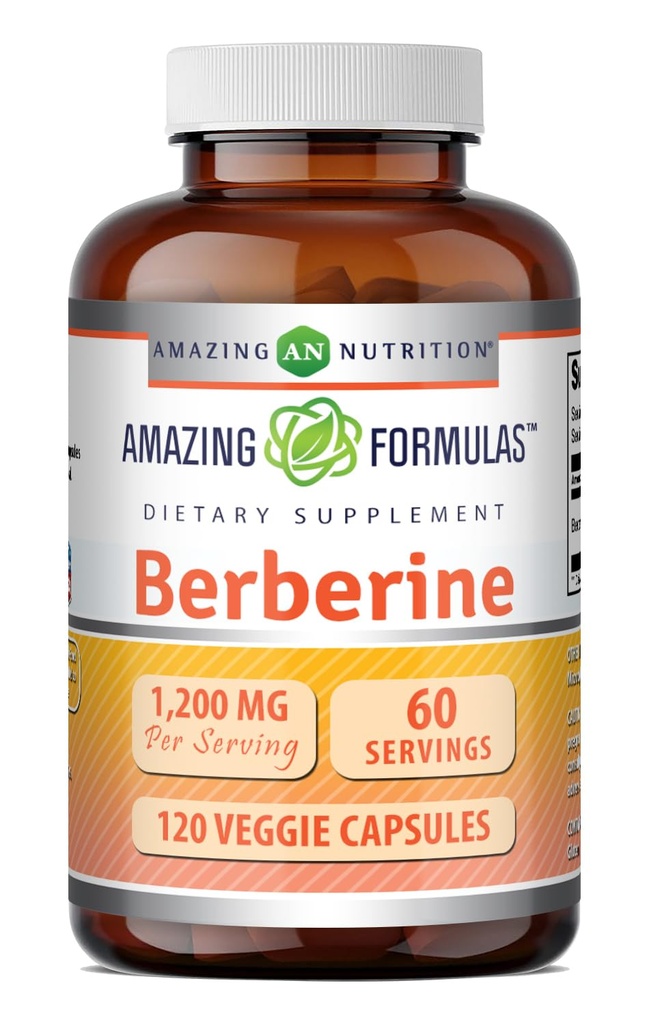 Amazing Formulas Berberine Supplement | 1200 Mg per Service | Veggie Capsules | Non-GMO | Gluten-Free | Made in USA (1 Pack, 120)