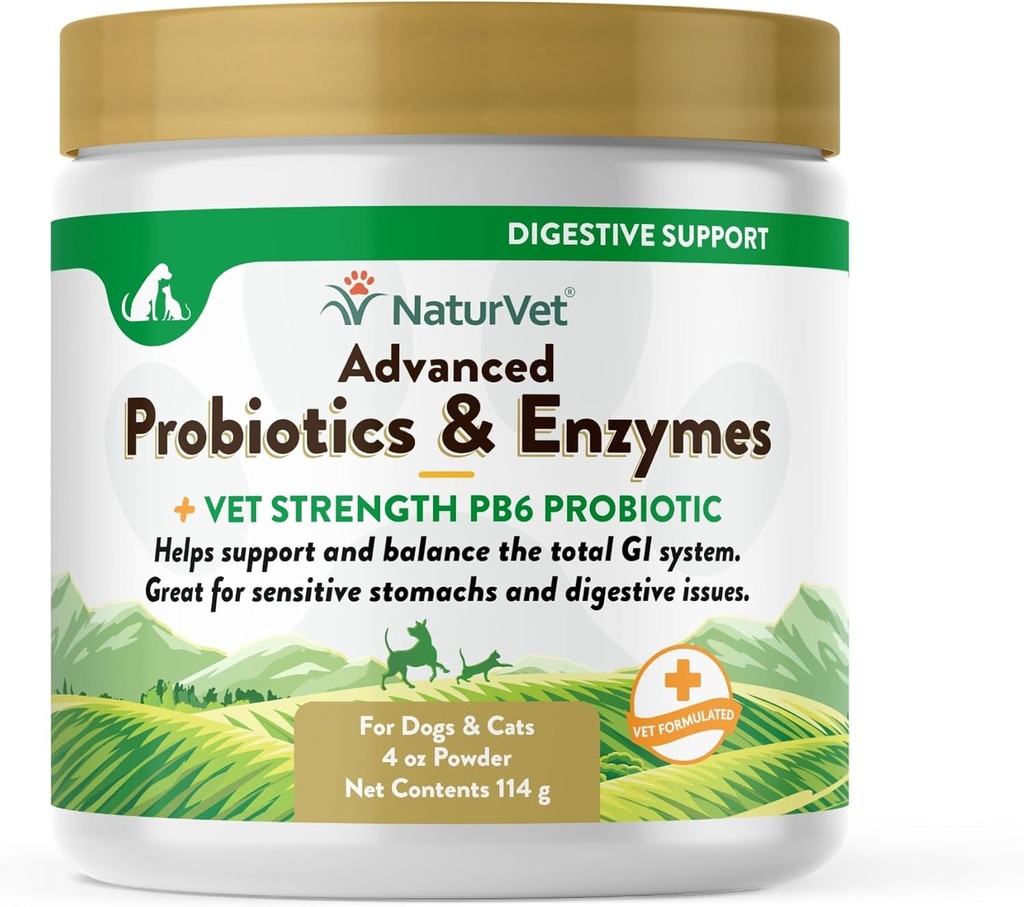 NaturVet – Advanced Probiyotiks & Enzymes - Plus Vet Strength PB6 Probiyotik | Destekler ve Dengeler - Hassas Stomachs & Digestive Issues | for Dogs & Cats (4 oz)
