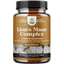Gelişmiş Aslan'ın Mane Mushroom Supplement - Lions Mane Supplement Capsules with Reishi, Chaga, Maitake & Shiitake for Brain Health Memory Support & Focus - Nootropic for mental Clarity - 30 Caps