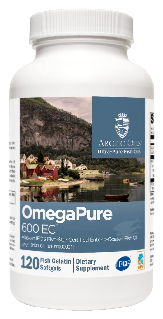 XYMOGEN OmegaPure 600 EC - Uluslararası Balık Petrol Standartları (IFOS) Five-Star sertifikalı Fish Oil - DHA EPA Omega-3 Supplement for Cardiovascular + Cognitive Support (120 Softgels)