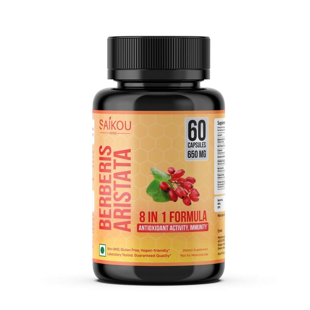 Berberine HCL, Süt Butle ile 1300 mg, Ceylon Cinnamon, Gymnema Sylvestre & Turmeric - 60 Capsules