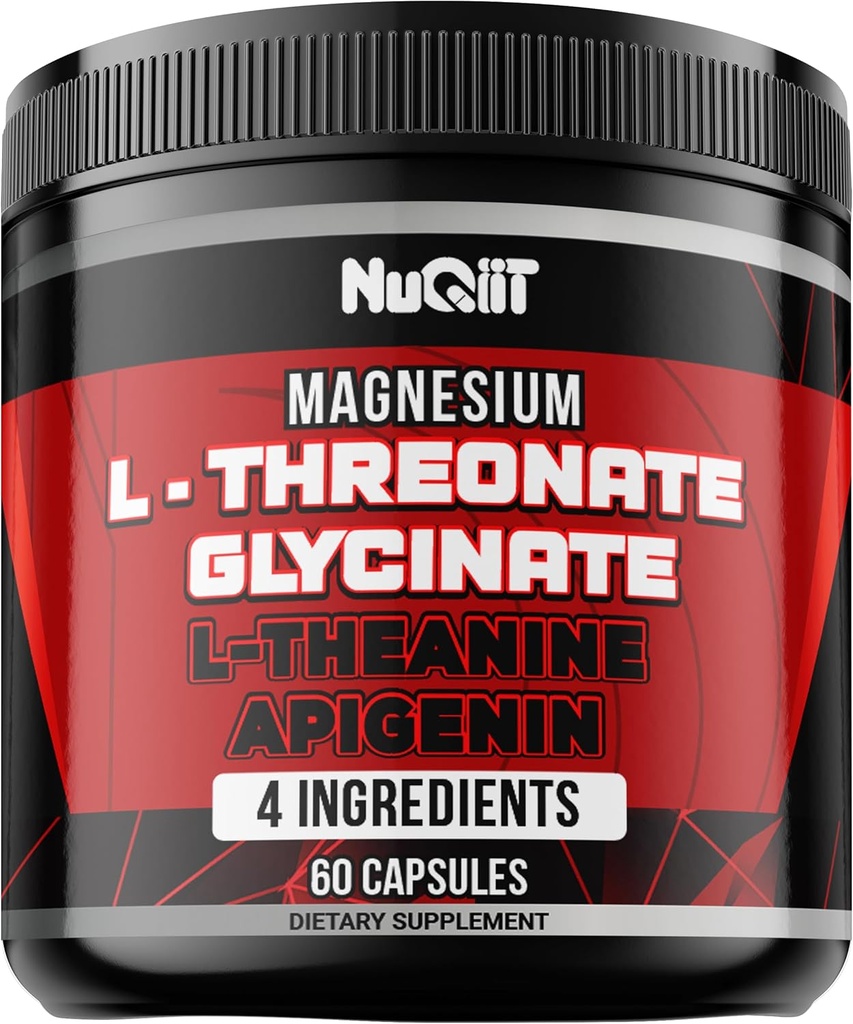 60 Capsules - Magnezyum L-Threonate Capsules 500 mg Glycinate 500 mg L-Theanine 200 mg & Apigenin 50 mg - Destek için Etkileyici Faydaları Olumlu Mood, Immune System, Brain Health & Focus