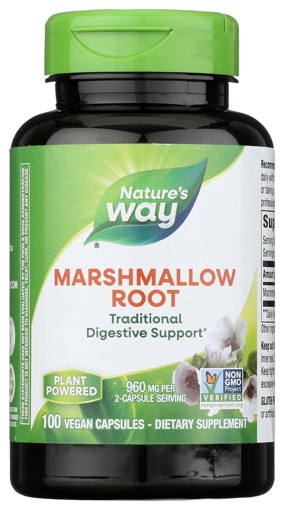 Nature's Way Marshmallow Root - Marshmallow Root Supplement for Traditional Digestive Soothing* - Gluten-Free, Dairy-Free & Vegan - Easy-Swallow Capsules - 100 Capsules (Pazarlama)