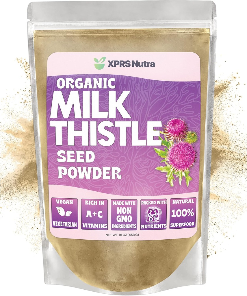 XPRS Nutra Organik Süt Butle Tohum Toz - Premium Süt Silymarin ve Antioksis - Süt Butle Tohumlar Destek Canlı Sağlık - Vegan Dostu Süt Butle Organik (16 Ounce)