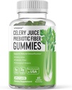 Celery Juice Fiber Yetişkinler için Gummies - Prebiyotik Celery Juice Gummy for Detoxification Support & Supergreens Boost with Celery Juice, Chlorophyll, & Prebiyotik Fiber - 60 Count