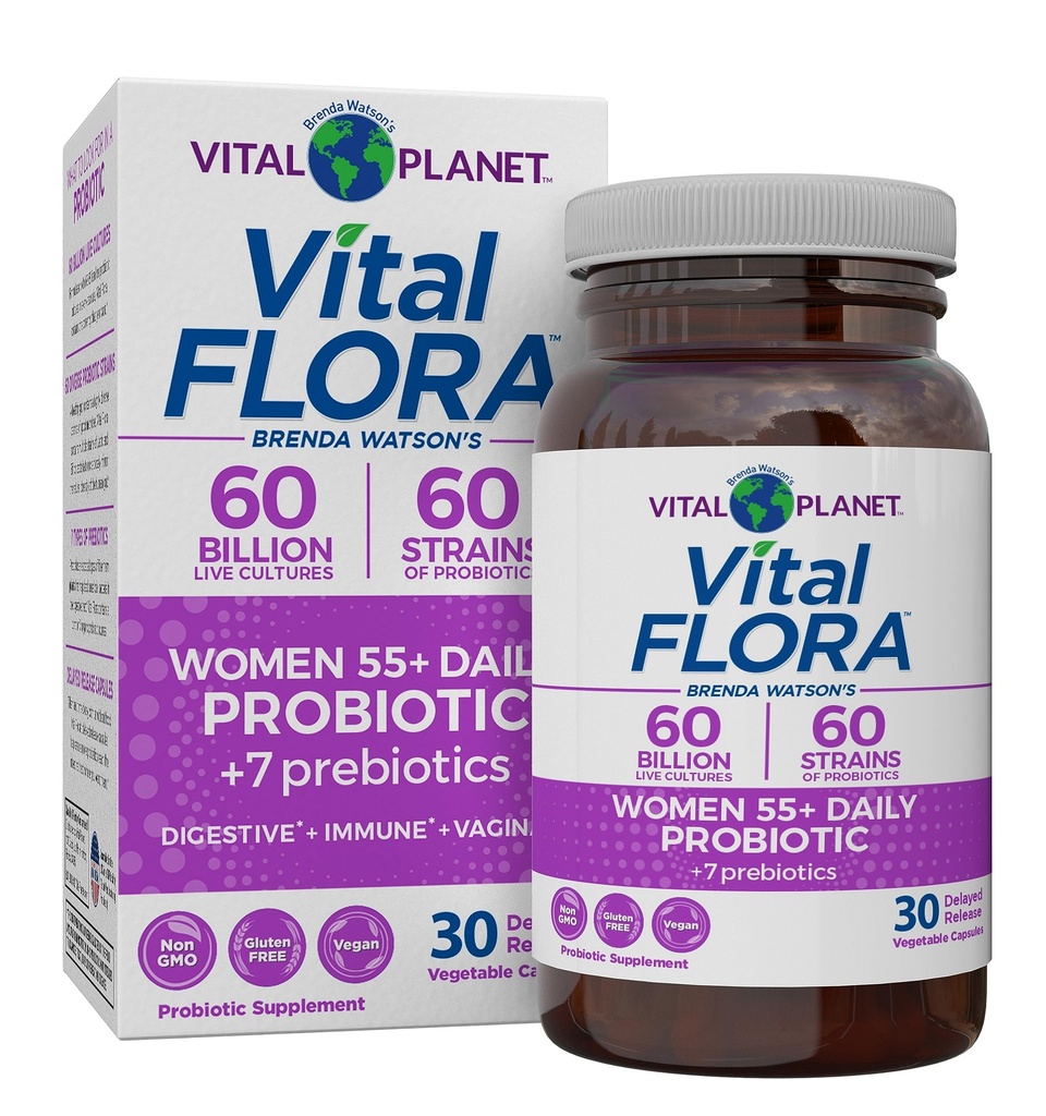 Vital Planet - Vital Flora Kadınlar 55 Günlük Probiyotik, 60 Milyar CFU, Diverse Strains, Organik Prebiyotikler, Vaginal ve Immune Support, Digestive Health Probiyotiks for Women 30 Capsules