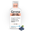 Genxa Clean Cough & Chest Congestion Relief, Dye Free, 0% Yapay Katkılar, Multi-Symptom En Güçlü Yardım Cough Syrup, Cough Suppressant & Waitorant, Organic Blueberry Flavor, 6 fl ozzzz