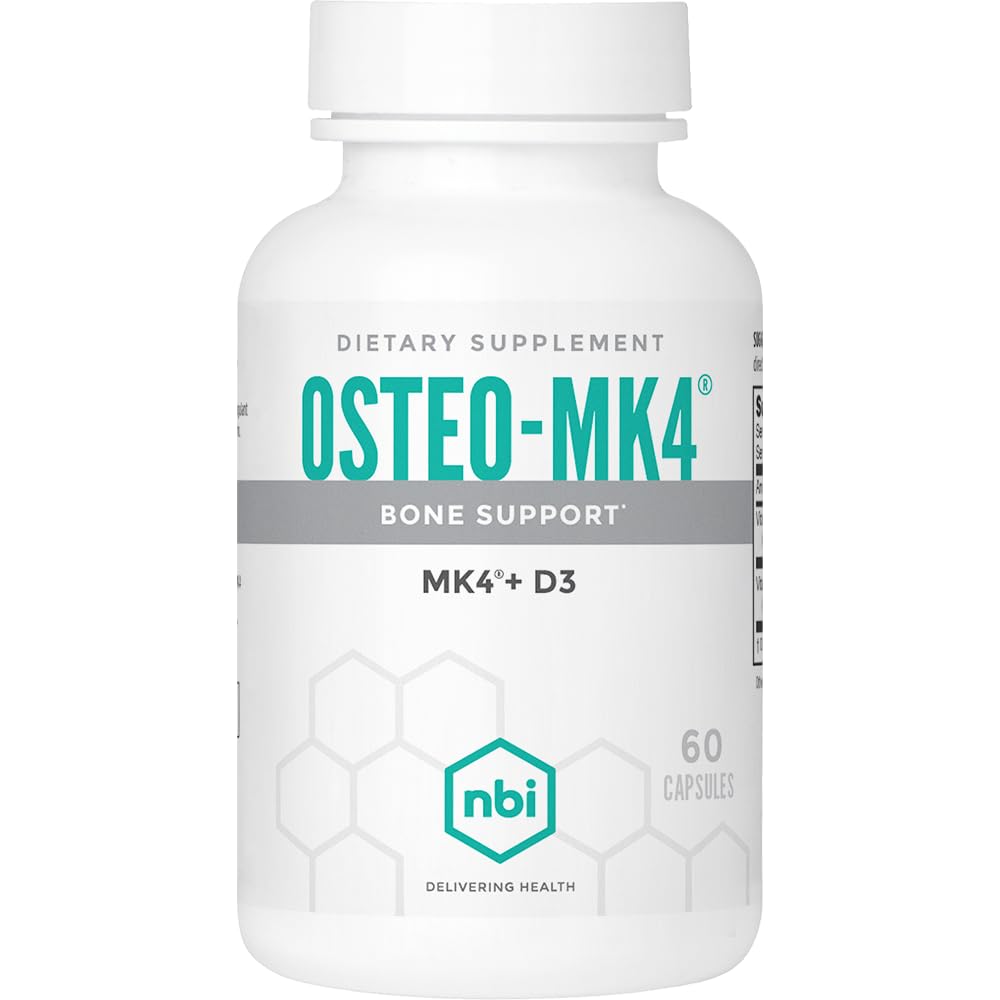 NBI Osteo-MK4 Bone Support | Vitamin D & K Kompleksi | 45 mg Vitamin K2 (MK4) Güçlü Bone Health & Function için | 60ct Veggie Capsules