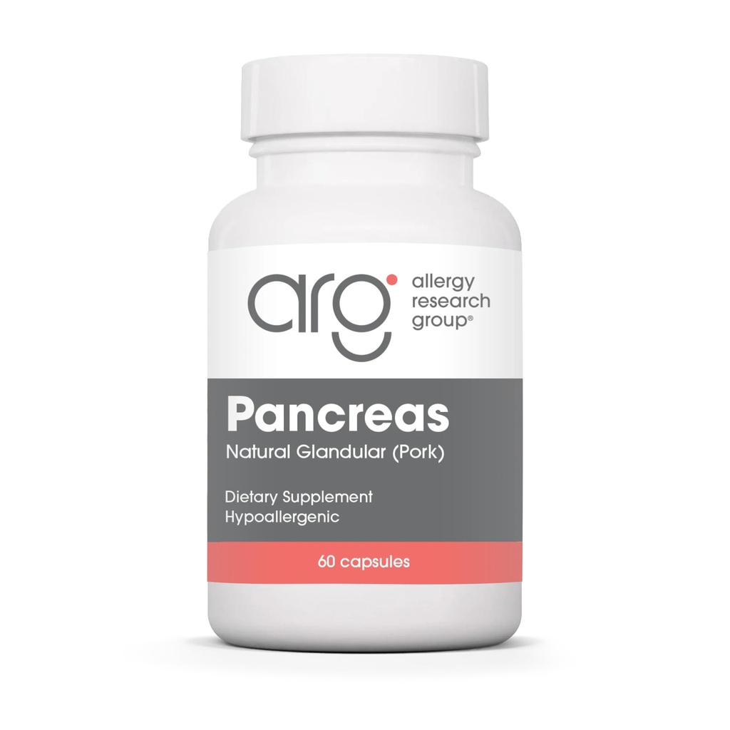 Alerji Araştırma Grubu Pancreas Pork Supplement - Pancreas Natural Glandular, 425 mg Pancreatic Enzymes, Digestive Enzymes Amylase, Pro - 60 Count