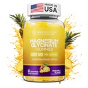 Magnezyum Glycinate Gummies 600 mg, Non-GMO, Gluten-Free, Magnezyum Gummies for Yetişkinler & Çocuklar, Sleep, Relaxation & Focus,app Pinele Flavor, 60 Count