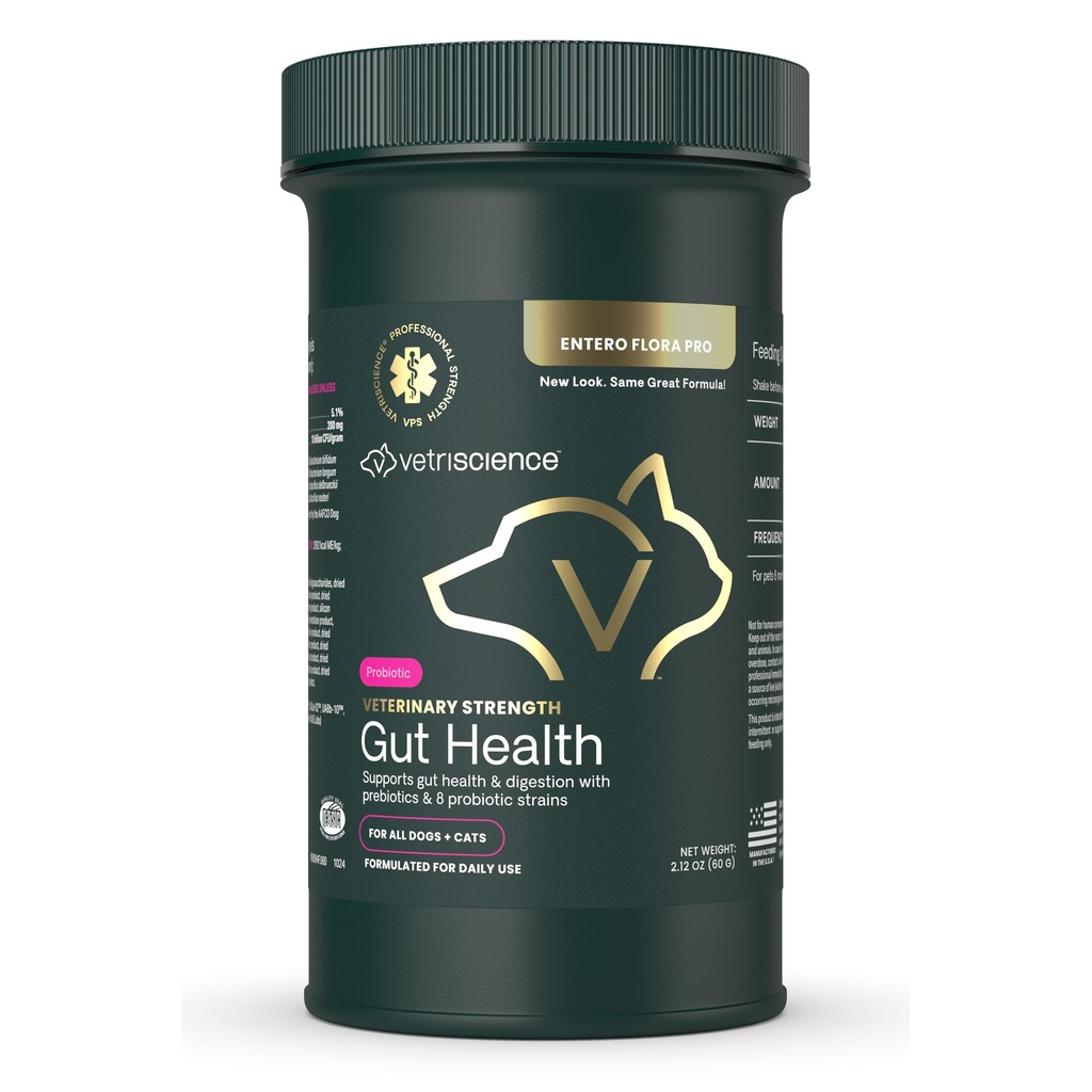 VetriScience Veterinary Strength Gut Health Toz - Evcil hayvanlar için Sağlık Supplement - Immunity Support - Pet-Friendly Probiyotik Toz - Tadısız & Odorless - 60 Hizmet