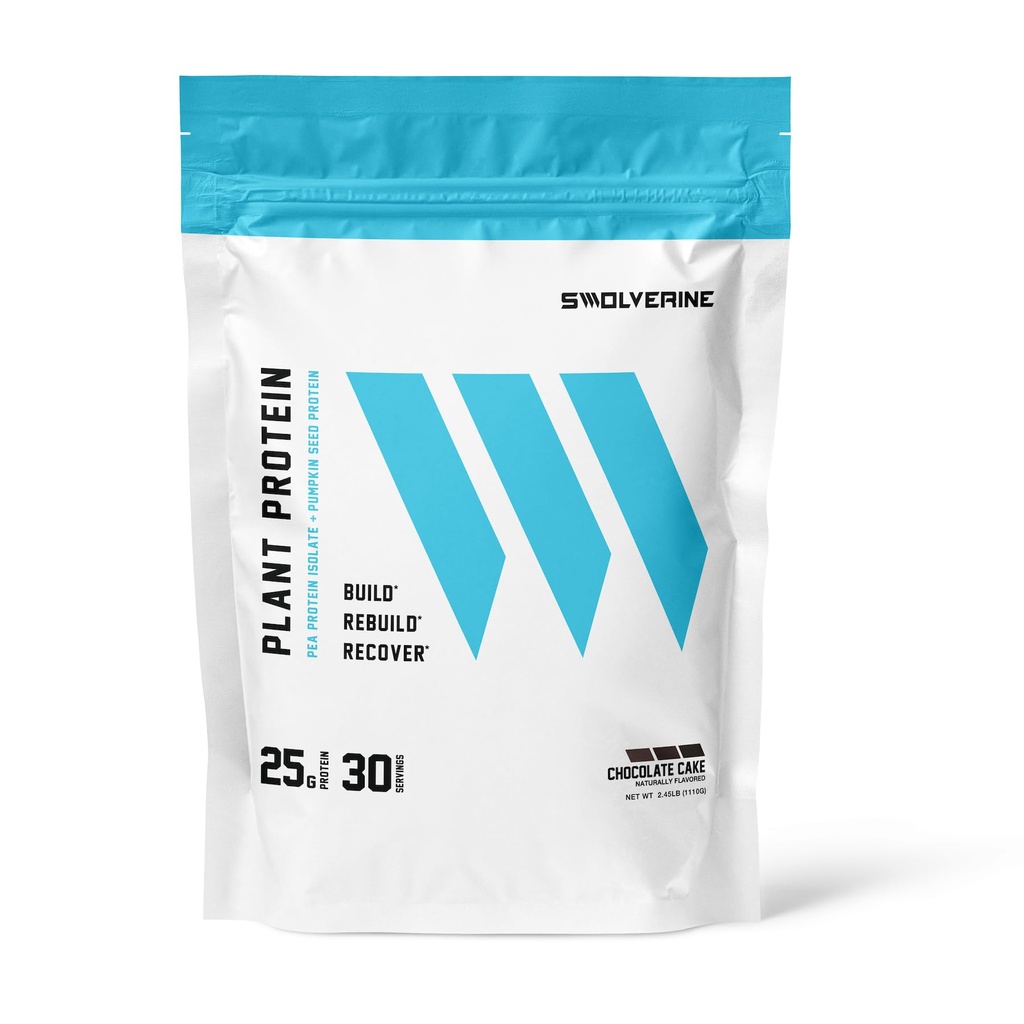 Swolverine Plant Protein | 100% Vegan, Plant-Based Protein Toz, Pea Protein Isolate, Candy Tohum proteini, 22G Protein, 30 Çikolata Keki Flavor (Chocolate Kek)
