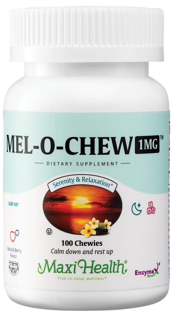 Maxi Health Melatonin 1 mg Chewable - Sleep help Melatonin to Encourage Natural Sleep - Enzymax ile Hızlı Teklif Desteği Kosher (100 Birimler)