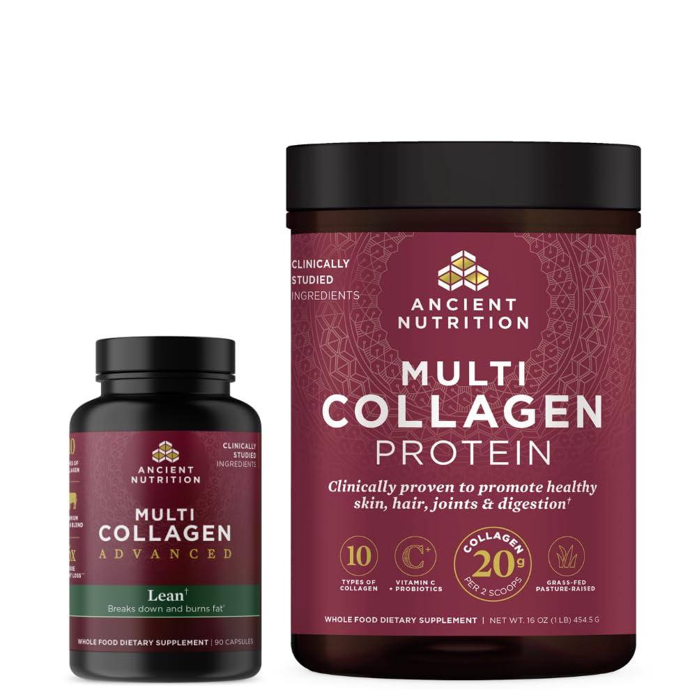 Eski Beslenme Multi Collagen Advanced Capsules, Lean, 90 Kont + Multi Collagen protein Toz, Unflavored, 45 Hizmetler
