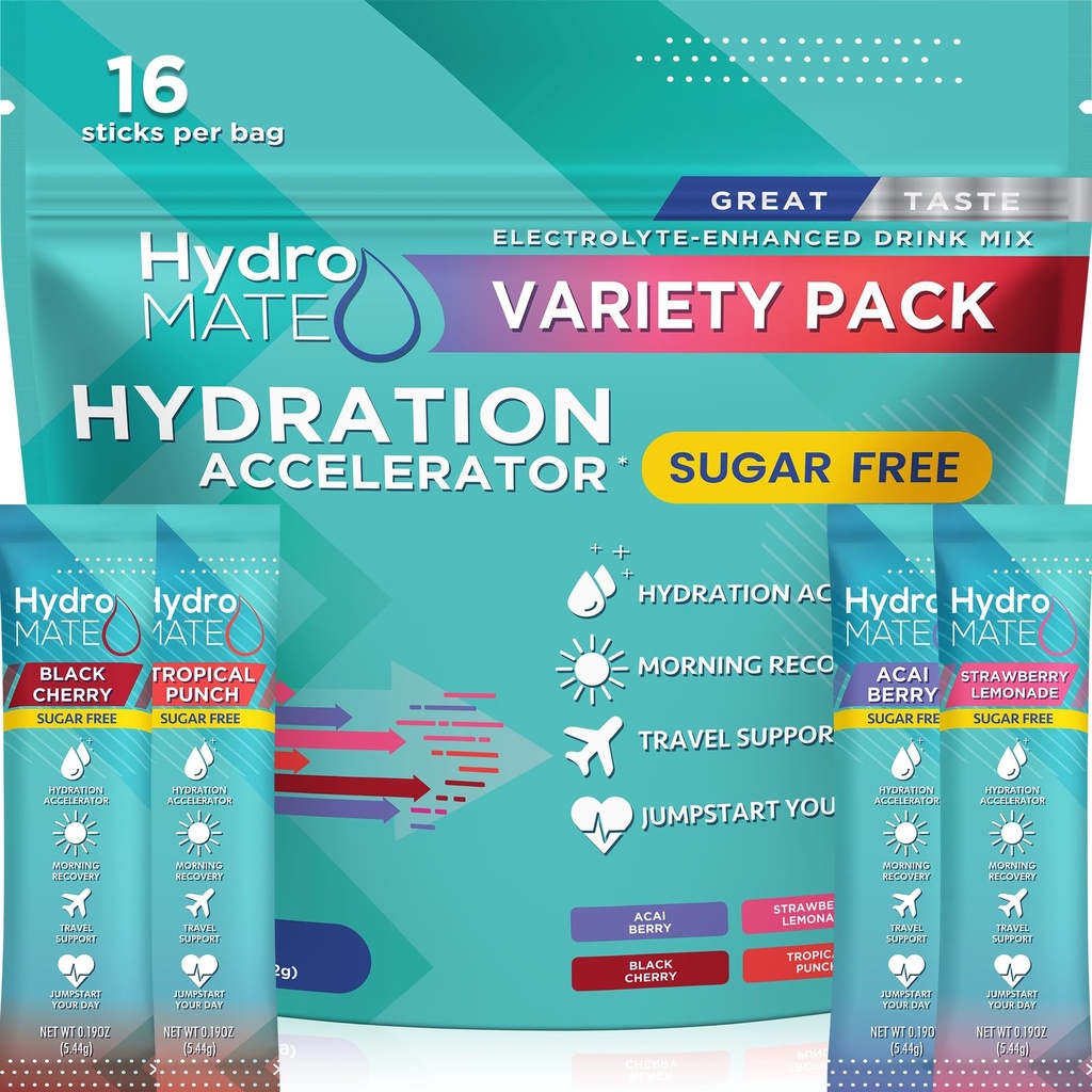 Elektrolyte Toz Sugar-Free Hydration Packets Çeşitli Paket HydroMATE 16 Sticks