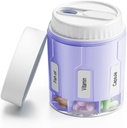 Daviky Pill Şişe Organizer, Supplement Organizer 7 Büyük Karşılaştırmalar, Seyahat Pill Akrilik Round Pill Box with Two Lids (Purple)