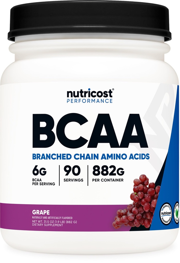 Nutricost BCAA Toz (Grape, 90 Hizmet) - Optimal 2:1 1 Oran, Vegetarian, Non-GMOMO