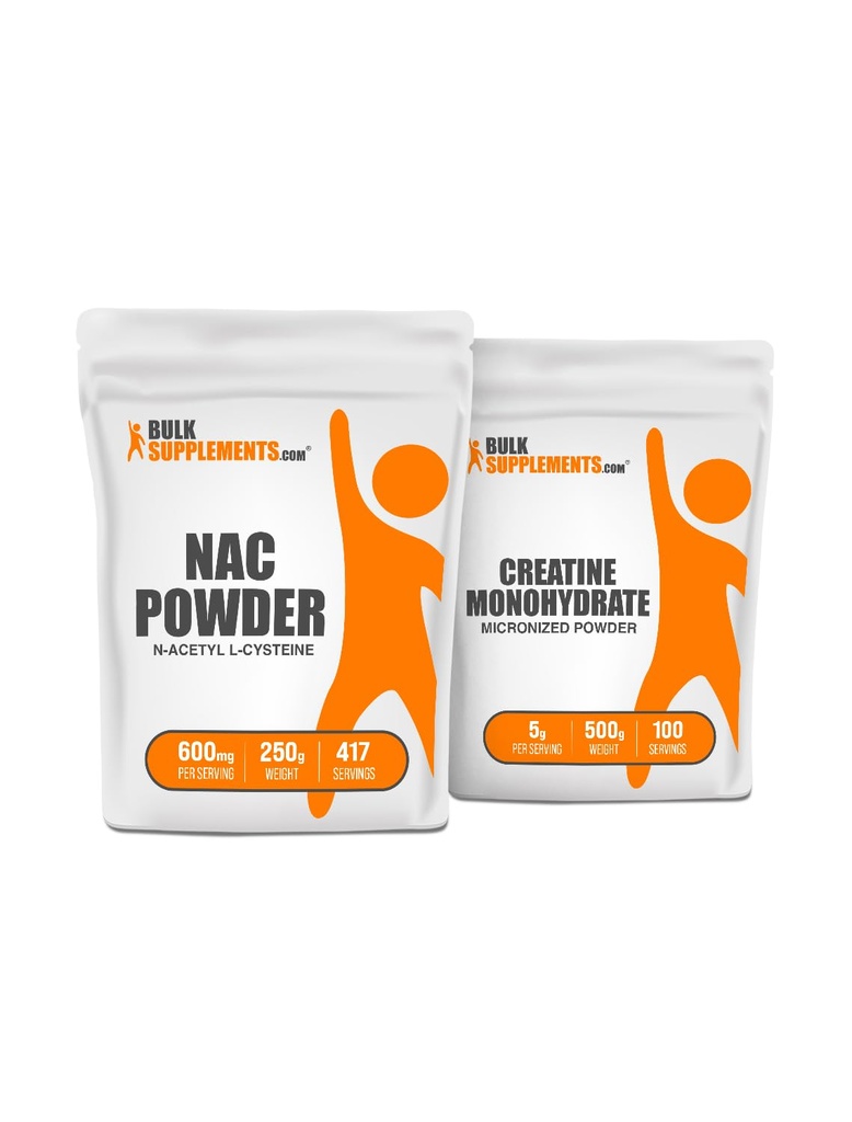 BulkSupplements NAC (N-Acetyl L-Cysteine) 250g + Kretine 500g