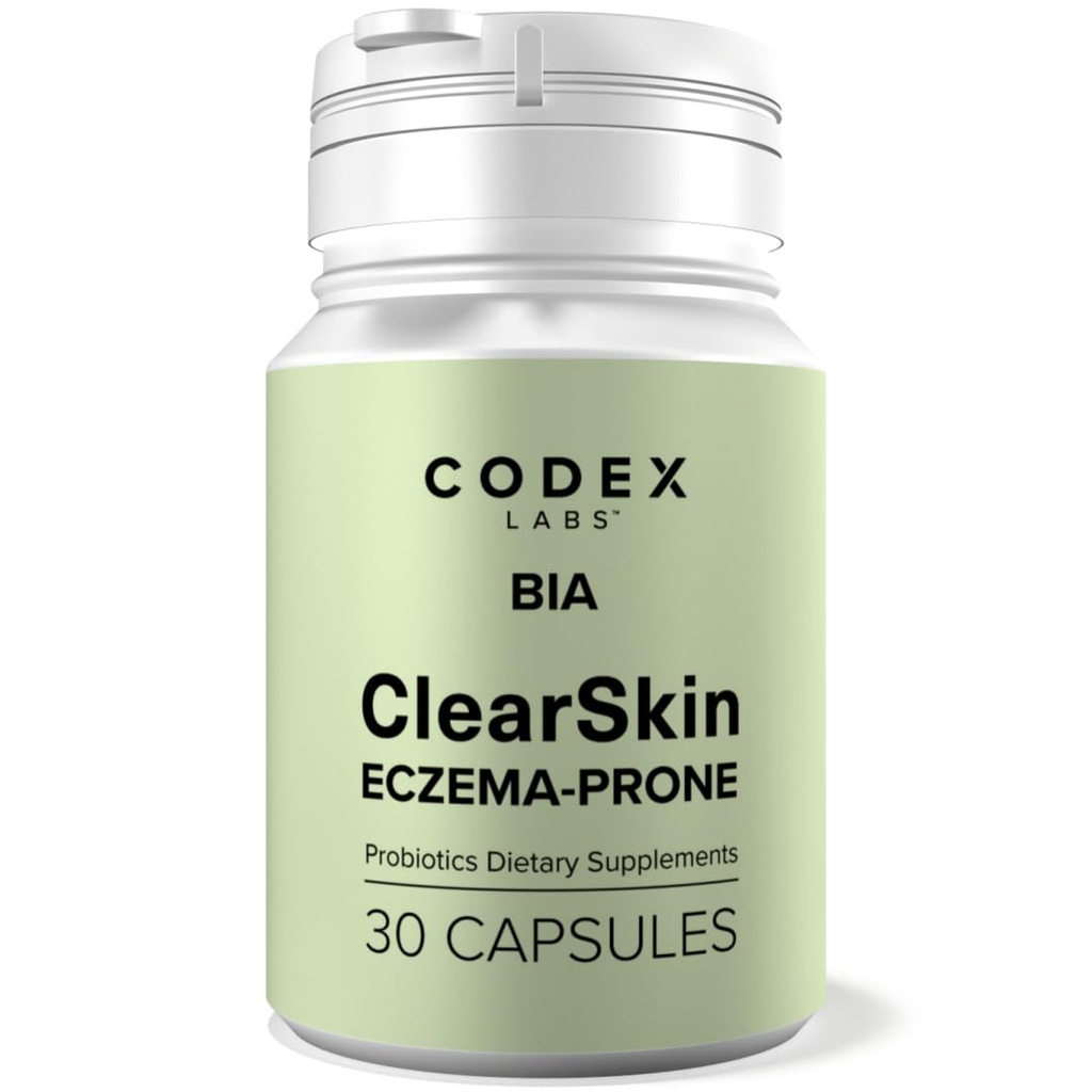 Codex Labs BIA Eczema Probiyotik – 30 Capsules | Eczema-Prone Skin için Klinik Olarak Proven Probiyotikler ve Prebiyotik Blueberry | Gut-Skin Barrier & Immune Support | 30-Day Supply