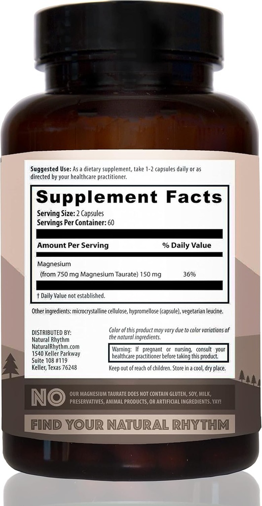 Doğal Rhythm Magnezyum Taurate 120 Capsules + Vitamin D3 + K2 (MK7) 30 Capsules